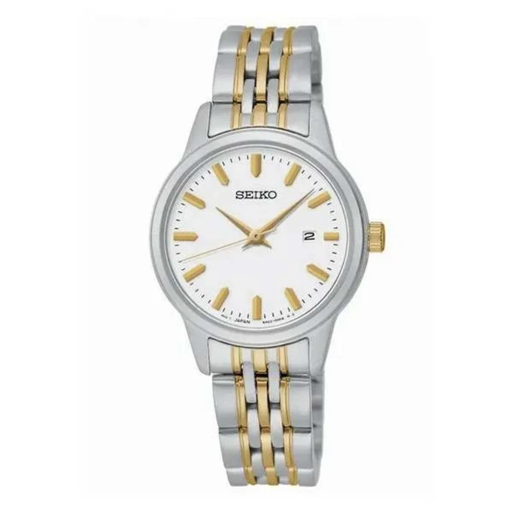 Seiko Ladies SUR834 Two Tone Silver Gold Watch White Dial New box Gift for her